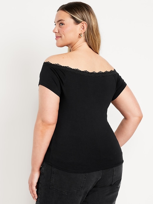 Image number 7 showing, Off-Shoulder Lace-Trim Top