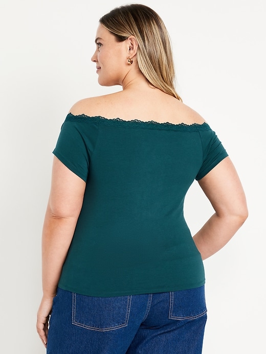 Image number 7 showing, Off-Shoulder Lace-Trim Top