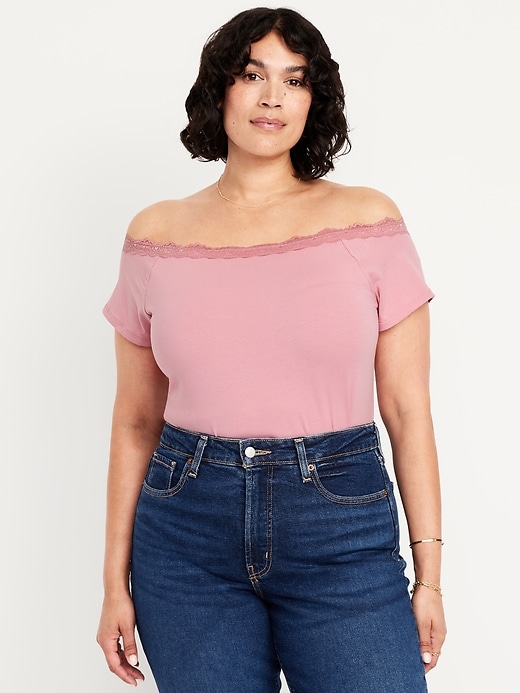 Image number 6 showing, Off-Shoulder Lace-Trim Top
