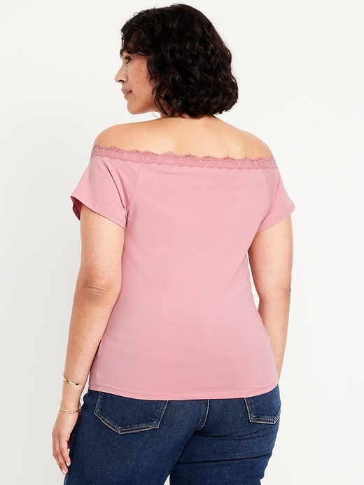 Image number 7 showing, Off-Shoulder Lace-Trim Top
