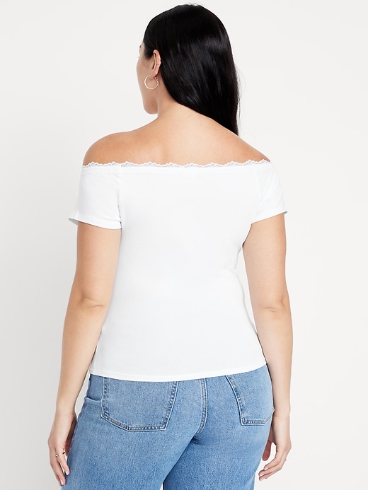 Image number 5 showing, Off-Shoulder Lace-Trim Top
