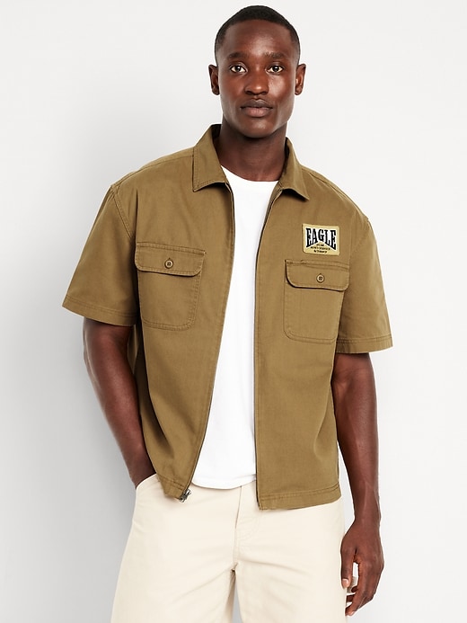 Image number 1 showing, Short-Sleeve Moto Zip Shirt