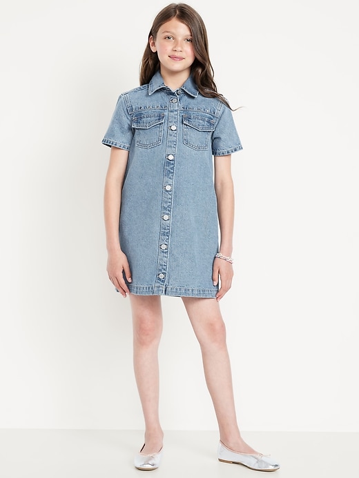 View large product image 1 of 4. Studded Pocket Jean Shirt Dress for Girls