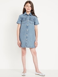 L'image numéro 1 présente Robe chemisier en denim à poches et à clous décoratifs pour fille
