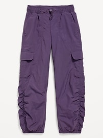Voir une image plus grande du produit 3 de 4. Pantalon parachute cargo froncé sur le côté à taille haute pour fille