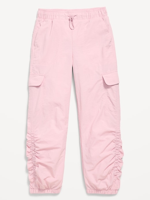 Image number 4 showing, High-Waisted Side Ruched Cargo Parachute Joggers for Girls