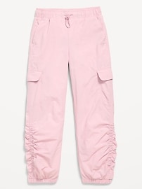 View large product image 4 of 5. High-Waisted Side Ruched Cargo Parachute Joggers for Girls