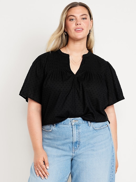 Image number 7 showing, Flutter-Sleeve Swiss Dot Top