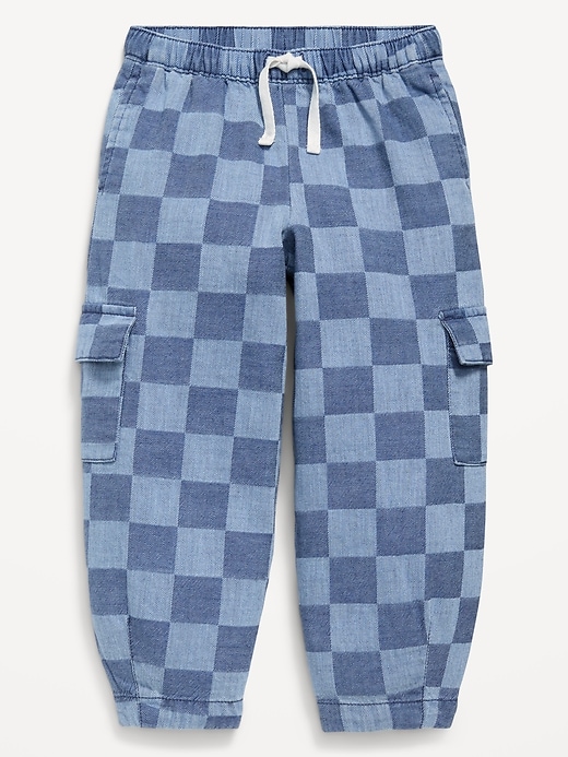 Image number 3 showing, Barrel-Leg Chambray Cargo Pants for Toddler Girls
