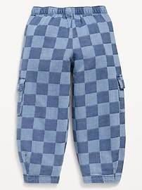 Image number 4 showing, Barrel-Leg Chambray Cargo Pants for Toddler Girls
