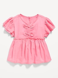 Image number 1 showing, Short-Sleeve Ruffled Bow Top for Toddler Girls