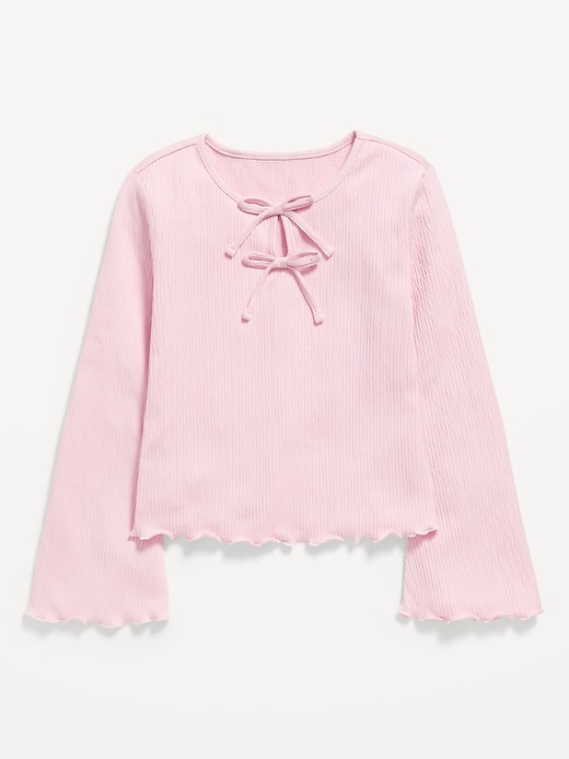 Image number 2 showing, Long-Sleeve Tie-Bow Front Top for Girls