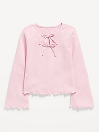 Image number 2 showing, Long-Sleeve Tie-Bow Front Top for Girls