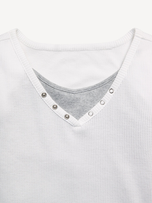 Image number 4 showing, Long-Sleeve 2-In-1 Fitted Henley Top for Girls