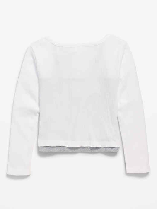Image number 3 showing, Long-Sleeve 2-In-1 Fitted Henley Top for Girls