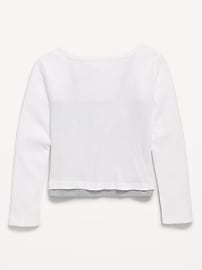 Image number 3 showing, Long-Sleeve 2-In-1 Fitted Henley Top for Girls