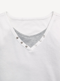 Image number 4 showing, Long-Sleeve 2-In-1 Fitted Henley Top for Girls