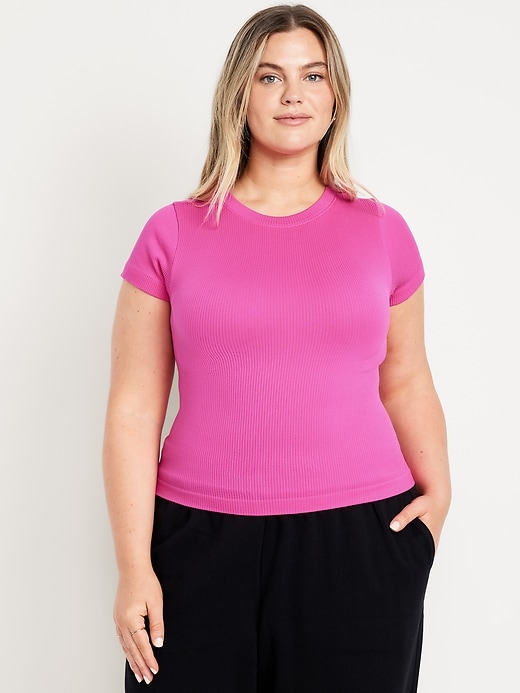 Image number 7 showing, Exhale Seamless Fitted Rib T-Shirt