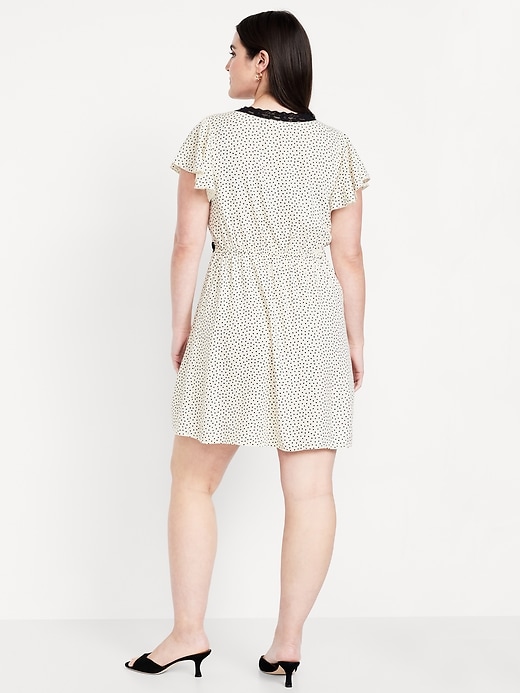 Image number 5 showing, Fit & Flare Crepe Lace-Trim Mini Dress