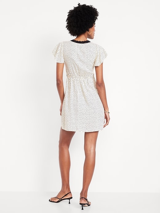 Image number 8 showing, Fit & Flare Crepe Lace-Trim Mini Dress