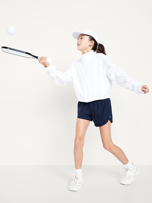 View large product image 1 of 3. High-Waisted Dolphin-Hem Run Shorts for Girls