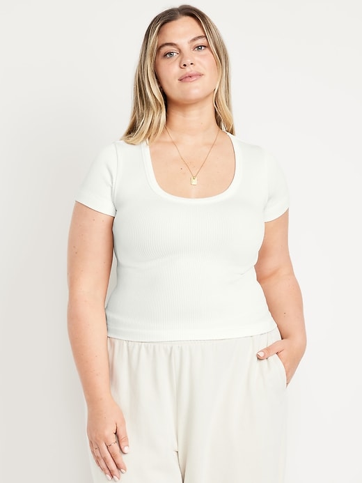 L'image numéro 7 présente T-shirt court côtelé Zénitude sans coutures