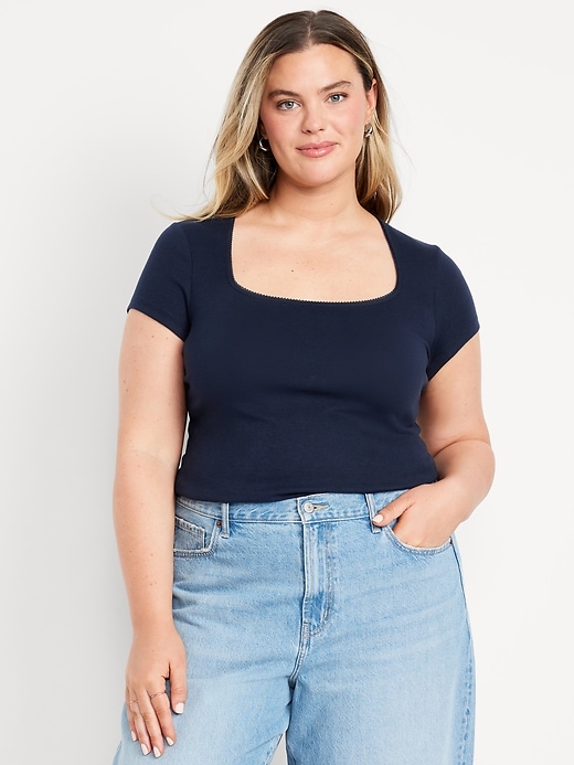 Image number 6 showing, Square-Neck Ribbed T-Shirt