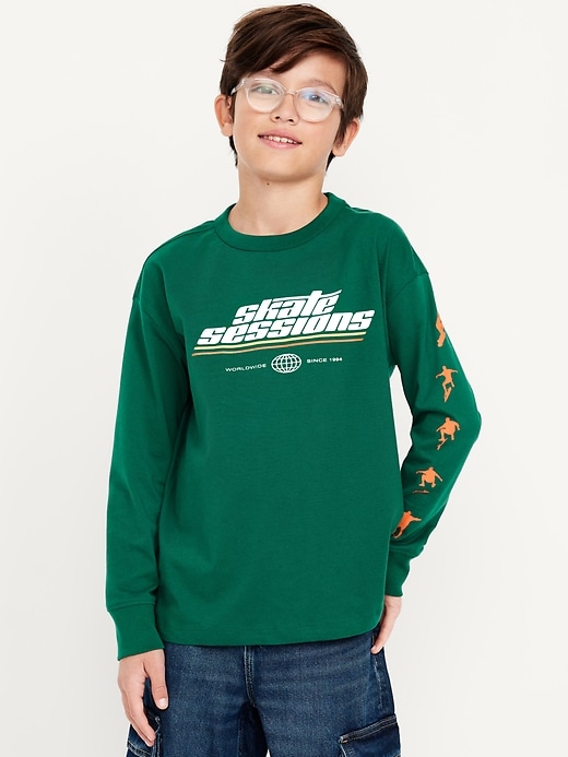 View large product image 1 of 3. Oversized Long-Sleeve Graphic T-Shirt for Boys
