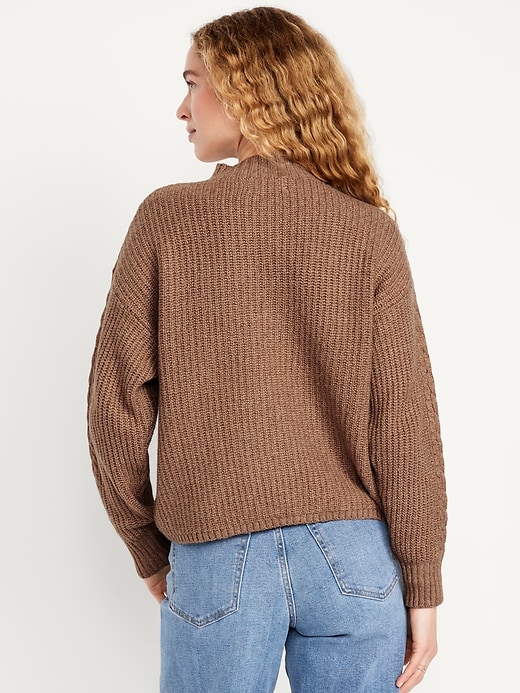 Image number 2 showing, SoSoft Cropped Mock-Neck Cable Sweater