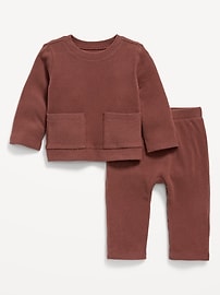 Image number 1 showing, Ribbed Pocket T-Shirt and Pants Set for Baby