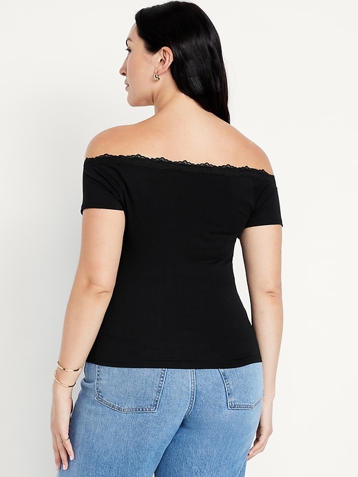 Image number 5 showing, Off-Shoulder Lace-Trim Top