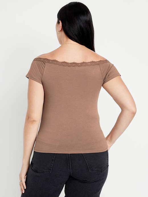 Image number 5 showing, Off-Shoulder Lace-Trim Top