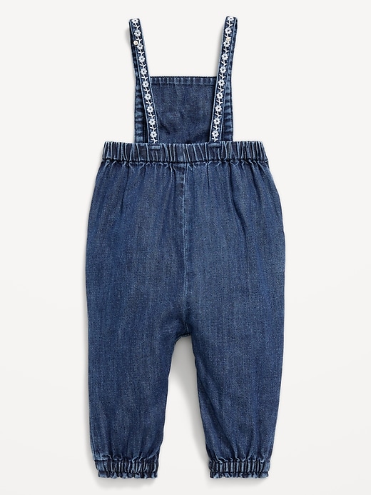 View large product image 2 of 2. Sleeveless Embroidered Jean Jumpsuit for Baby