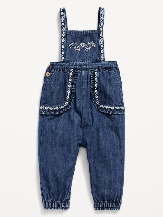 View large product image 1 of 2. Sleeveless Embroidered Jean Jumpsuit for Baby