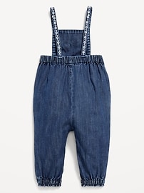 Image number 2 showing, Sleeveless Embroidered Jean Jumpsuit for Baby