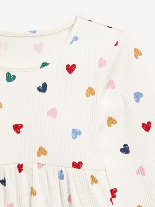 L'image numéro 3 présente Robe côtelée à motif à manches longues pour toute-petite fille