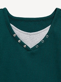 Image number 4 showing, Long-Sleeve 2-In-1 Fitted Henley Top for Girls