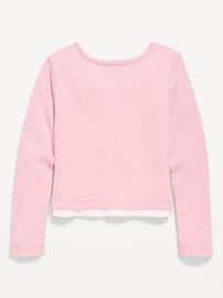 Image number 3 showing, Long-Sleeve 2-In-1 Fitted Henley Top for Girls