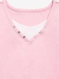 Image number 4 showing, Long-Sleeve 2-In-1 Fitted Henley Top for Girls