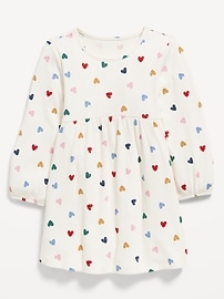 L'image numéro 2 présente Robe côtelée à motif à manches longues pour toute-petite fille