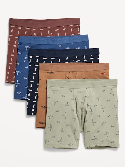 5-Pack Soft-Washed Boxer Briefs -- 6.25-inch inseam - Multi