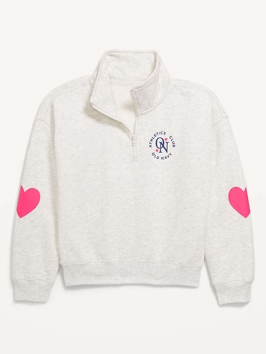 View large product image 1 of 4. Oversized Quarter-Zip Graphic Sweatshirt for Girls