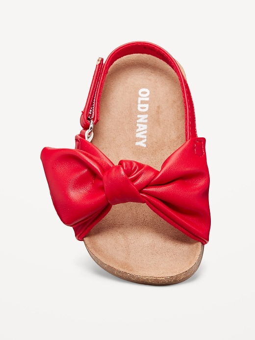 View large product image 2 of 4. Faux-Leather Bow-Front Sandals for Baby