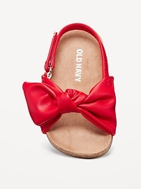 Image number 2 showing, Faux-Leather Bow-Front Sandals for Baby