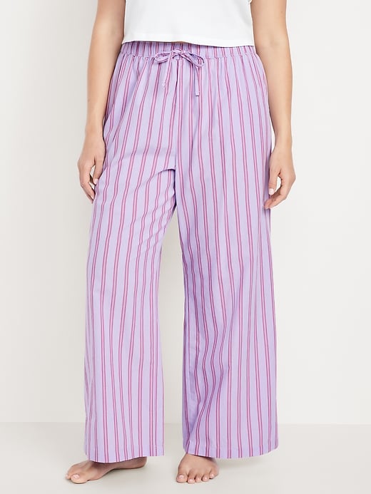 Image number 5 showing, Poplin Wide-Leg Pajama Pants