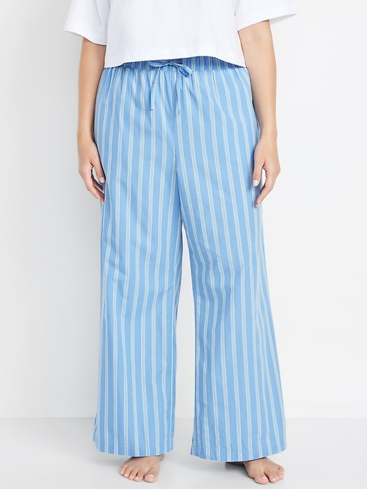 Image number 5 showing, Poplin Wide-Leg Pajama Pants