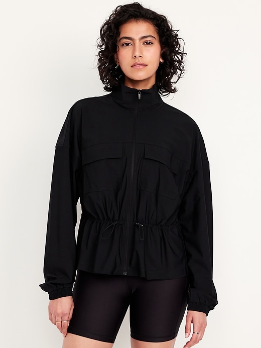 Image number 1 showing, SleekTech Oversized Cinched-Waist Jacket