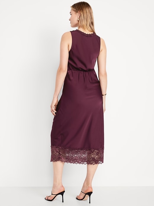 Image number 5 showing, Lace-Trim Satin Midi Dress