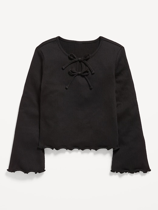 Image number 2 showing, Long-Sleeve Tie-Bow Front Top for Girls