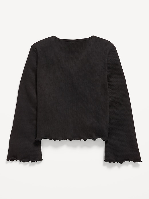 Image number 3 showing, Long-Sleeve Tie-Bow Front Top for Girls